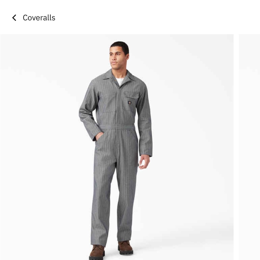 Dickeys black and white fisher striped  coveralls men’s XL